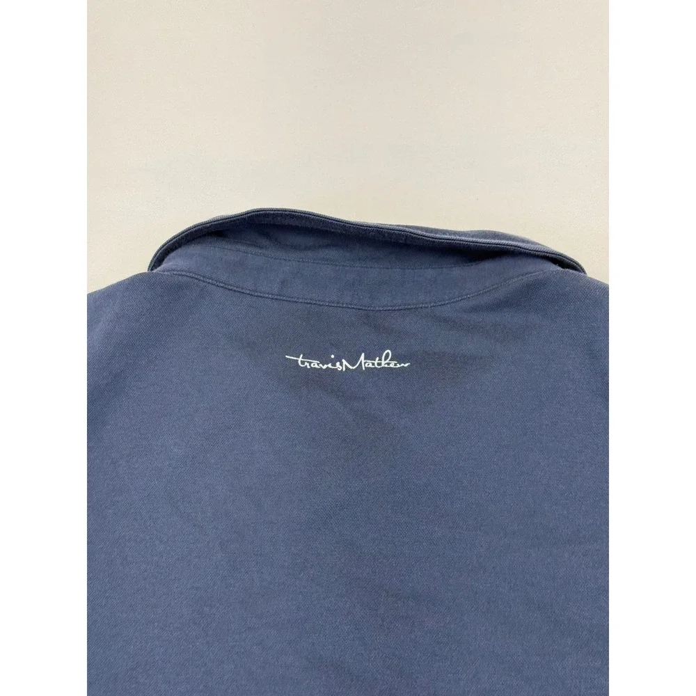 TravisMathew Mens XXL Polo Shirt Bundle 2 Pack Navy Blue Grey Striped Golf‎ Tops